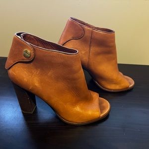 Coach Open Toe Leather Booties